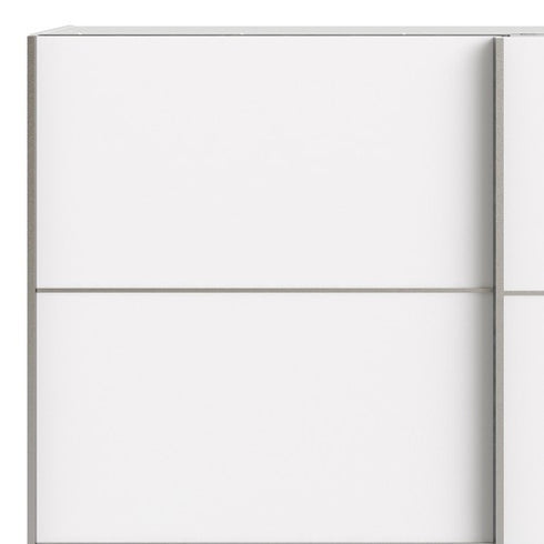 Verona Sliding Wardrobe 180cm in White with White Doors with 5 Shelves